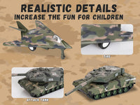 Crelloci 5 pack pull back army toys, three camo fighter jets and two tanks - view 9