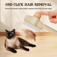 Pet Hair Removal Comb Flea Comb, 2025 New Cat Grooming Brush with Release Button, De-Shedding Cat Brush for Short and Long Hair Cats (Yellow)
