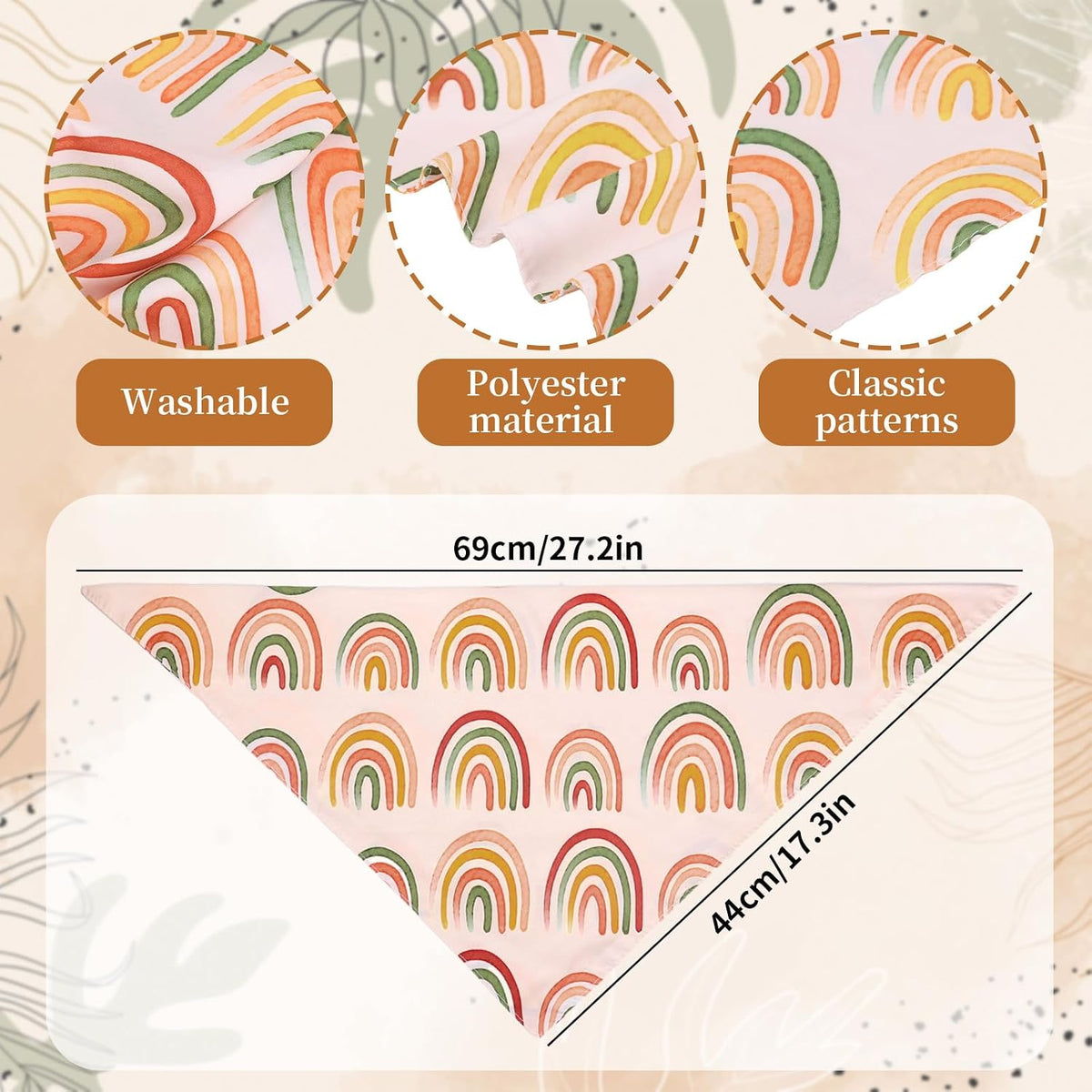 Whaline 4 Pcs Boho Pet Bandanas, Daisy Rainbow Floral Flower – Essentials for Dogs - image 2