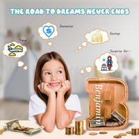 JOOMLAFLY Wooden Letter Piggy Bank for Kids 9"Clear Coin Bank - B / Initial-9" - image 4