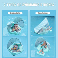Baby Floats for Pool with Canopy Removable Sun Protection Canopy - Classic green with tail - image 4