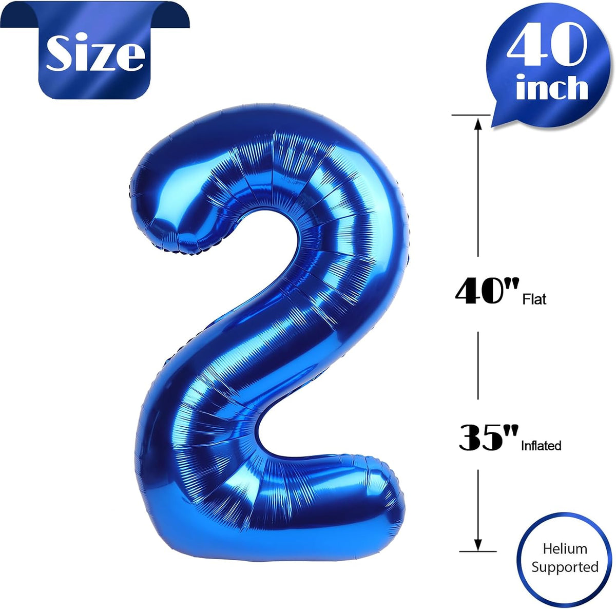 Blue Number 3 Balloon 40 Inch, 3 Balloon Number - Metallic Blue / Number 3 - image 4
