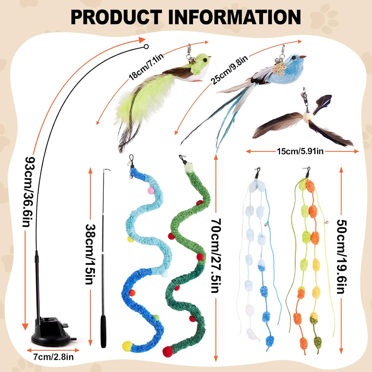 9PCS Interactive Bird Simulation Cat Toy Set with Suction Cup Indoor – Essentials for Cats - suction cup - image 2