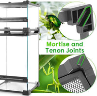 Mini Reptile Glass Terrarium 8"x8"x6" Durable Reptile Habitat Tank with Heat Resistant Aluminum Alloy Frame, Single Swinging Doors for no Jam by Sand and Other Debris