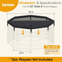 Artmeer 24"H Dog Playpen with Door & Octagonal Top Cover - Octagonal Top cover - image 2