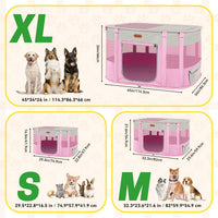 Foldable Pet Playpen, Cat & Puppy Playpen - Pink / 1 / Medium(32.3''×23.6''×21.6'') - image 3