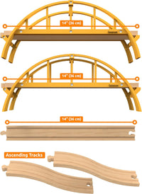 Orbrium double span wooden train track arch bridge, almost 5 feet long - view 3
