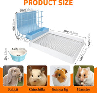 3 in 1 Guinea Pig Hay Feeder with Litter Box & Water Bowl - 10in set / Blue - image 4
