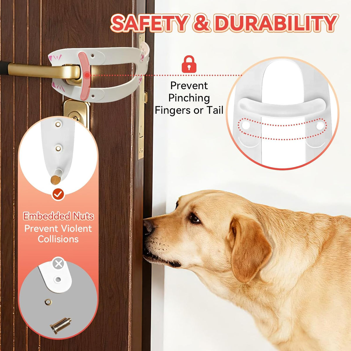 TGIOW Cat Door Latch with Stabilizer, Keep Door Open 2.5-6.5" - 2pcs-white - image 4