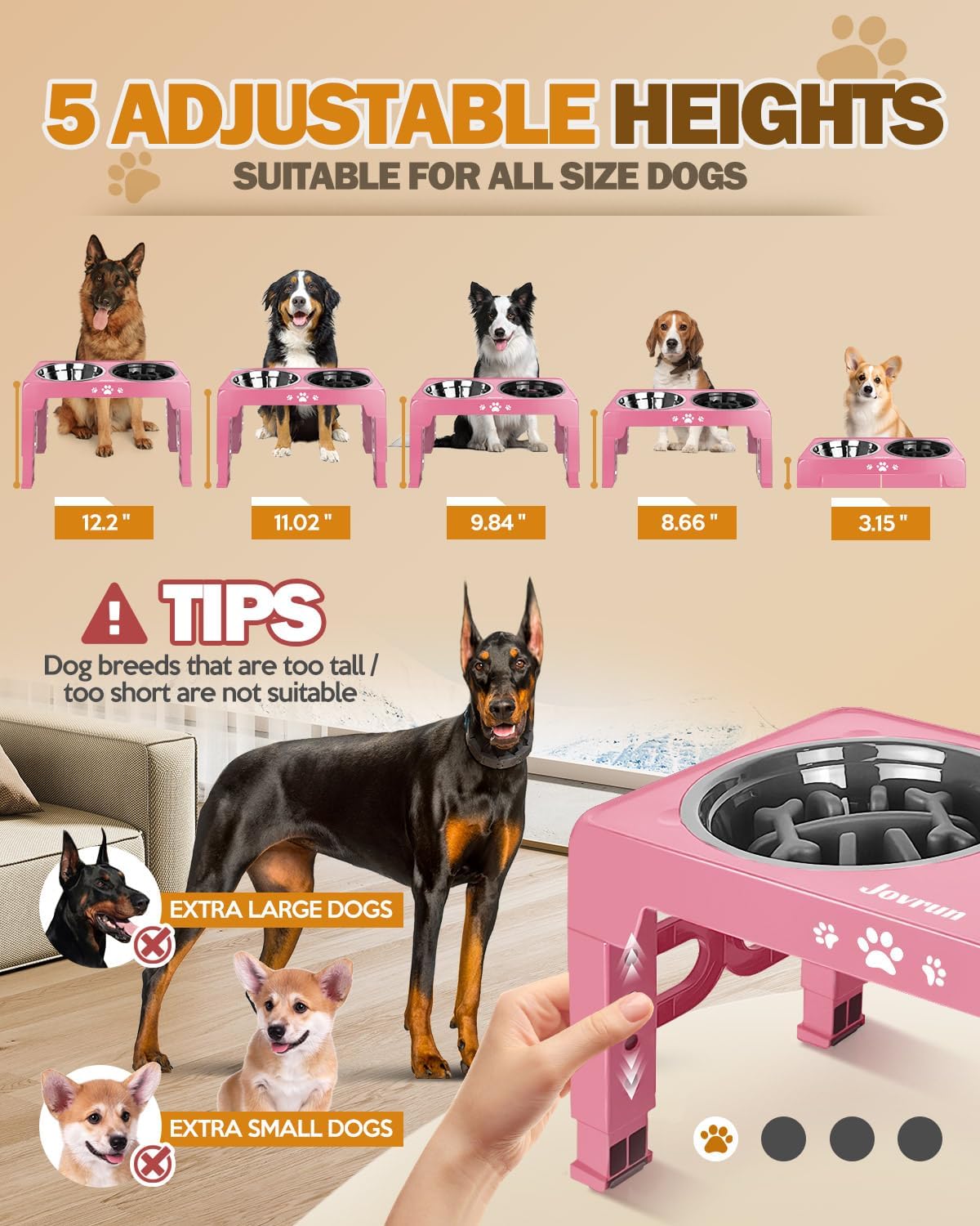 Elevated Dog Bowls for Medium Large Size Dogs - Pink / Medium Large / 1 Basic&1Slow Bowl - image 2