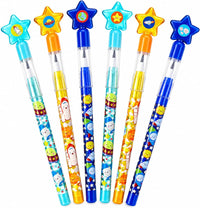 TINYMILLS outer space stackable rocket pencils for kids, 24 colorful pencils with star caps - view 3