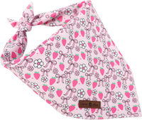 Lionet Paws Spring Daisy Dog Bandana Washable Cotton Handkerchief - Strawberry Bow / Small (Pack of 1) - image 2