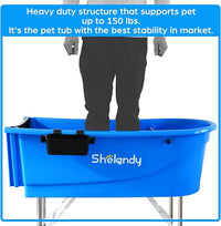 SHELANDY 45" Pet Grooming Bathtub Dog Wash Station | Heavy Duty Bathing Tub (Bathtub & Stairs Combo)