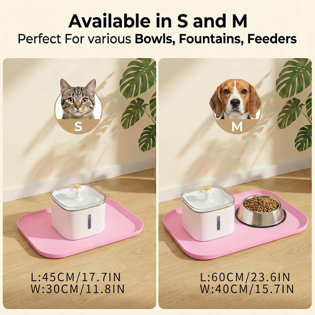 Non-Slip Silicone Dog Food Mat for Food and Water - 60 x 40 cm / Pink - image 4