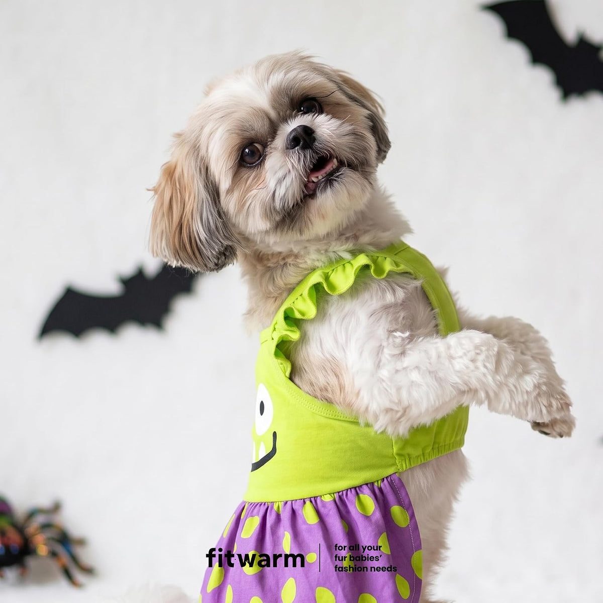 Fitwarm Halloween Pumpkin Dog Dress - Medium / Monster - image 3