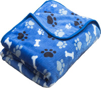 Dog Blanket Paw Bone Pattern 1 Pack 2 Super Soft Warm Flannel Sofa - 80*60 inch (Pack of 1) / Blue|paw Bone