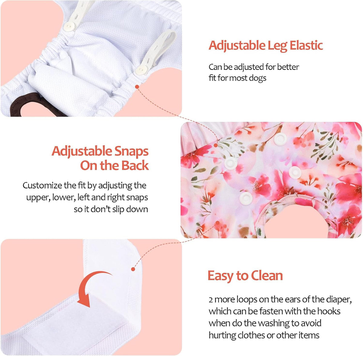 CuteBone Female Dog Diapers with Skirts 3 Pack Reusable Puppy Dresses - Watercolor blooms skirts 3pcs / M - image 3