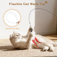 Pawaboo Cat Feather Wand Interactive Toy - Z-Multi-Color Feather Blend-6 Pack - image 3