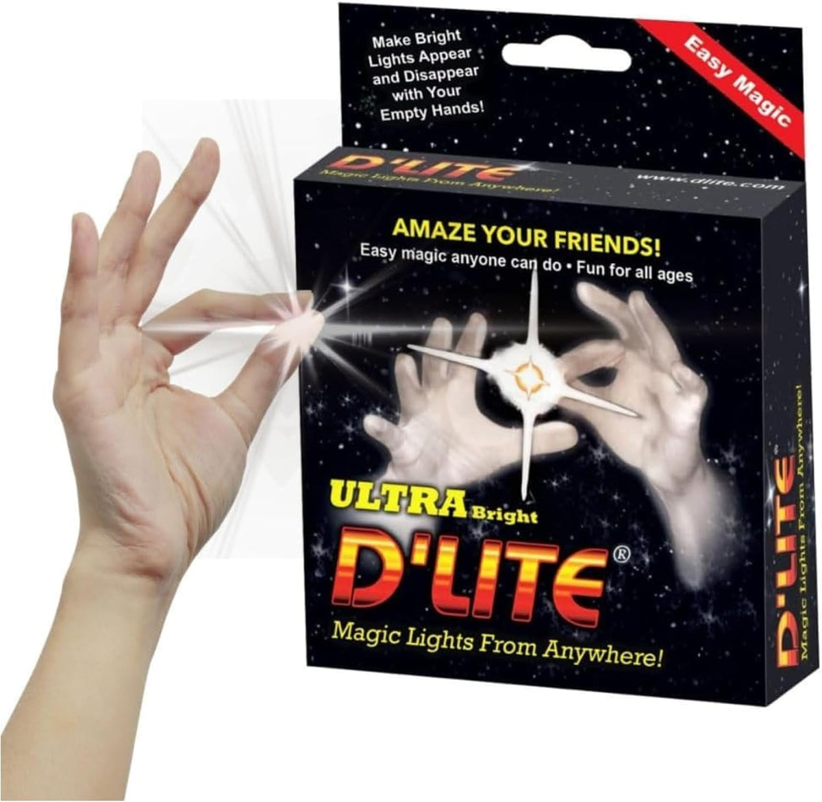 D'lite Magic Thumb Lightup Trick Set / 2 Original Amazing Ultra - Jumbo White