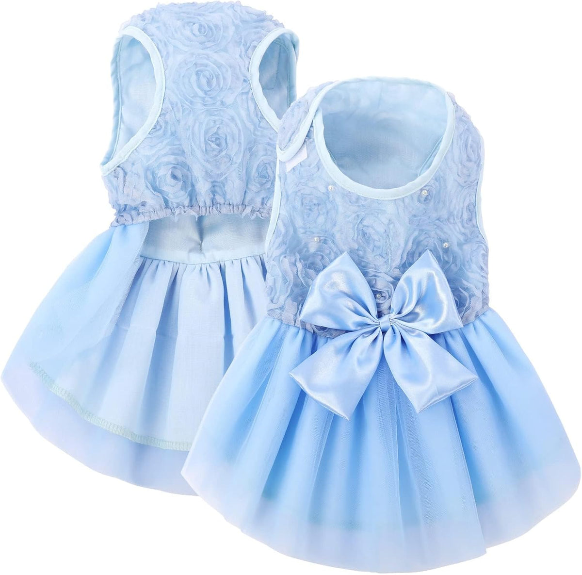 ASENKU Dog Dress Pet Wedding Dress Puppy Birthday Party Outfit - Blue / XX-Small
