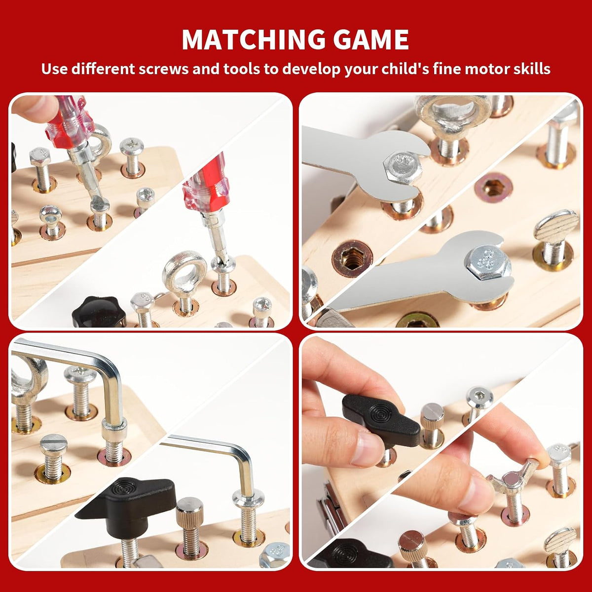 INIFEIDALA Montessori wooden screwdriver board with locks, latches and tools - view 3