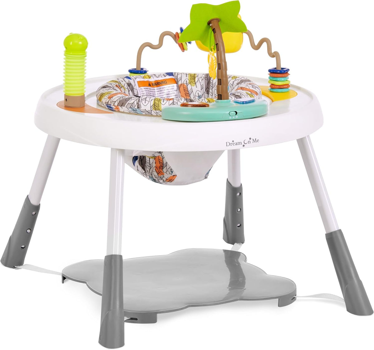 Dream On Me Curio Sit N Seek baby activity center in lime with rotating seat and detachable toys