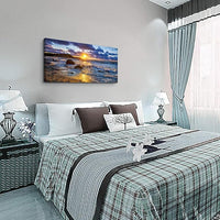 canvas wall art for living room bedroom Wall Decor blue ocean landscape painting Hang Home Decoration office bathroom kitchen sun beach sea golden Waves on the beach canvas art Prints pictures Works