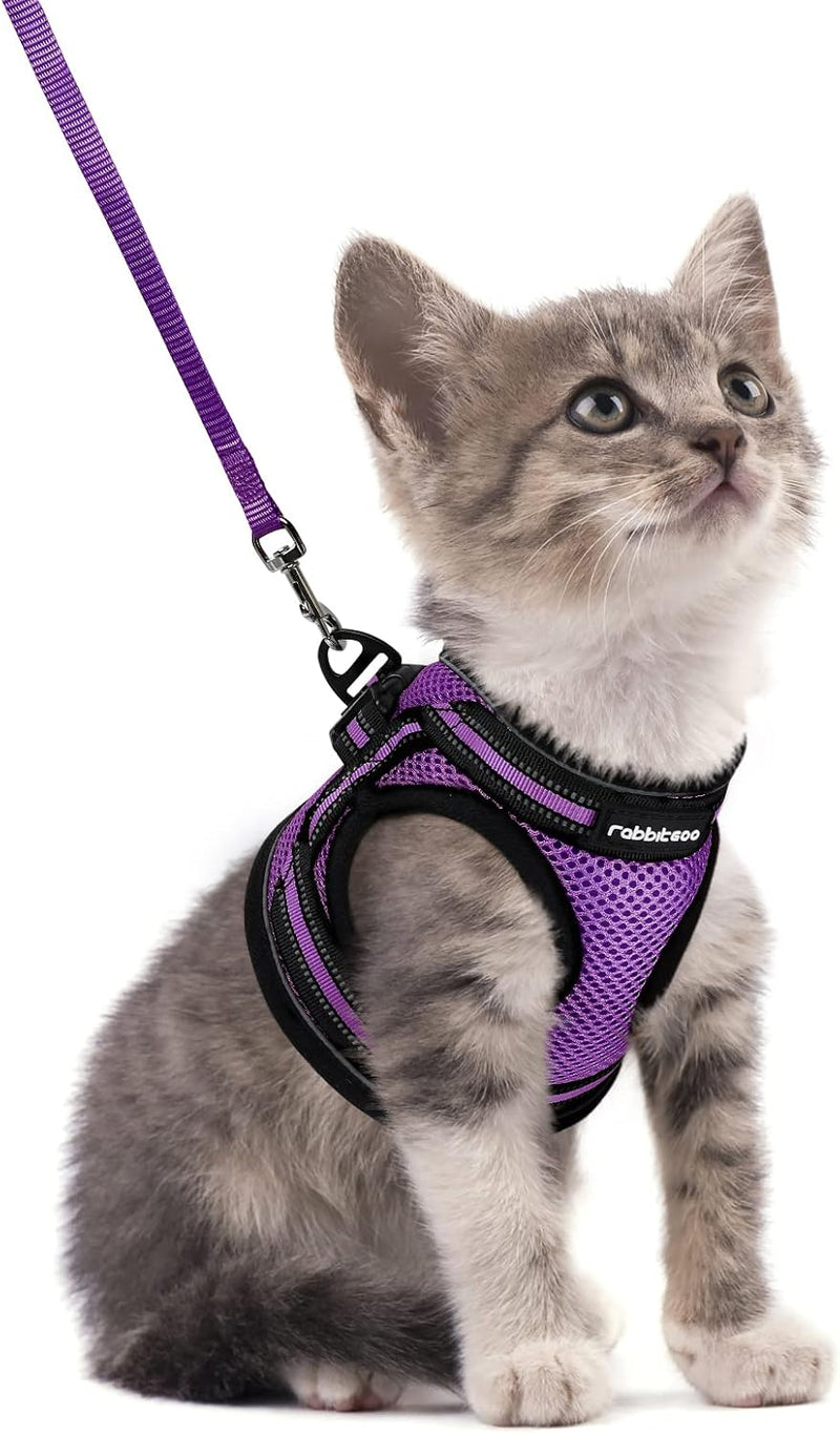 rabbitgoo Cat Harness and Leash Set, Step-in Soft Vest - S / Purple