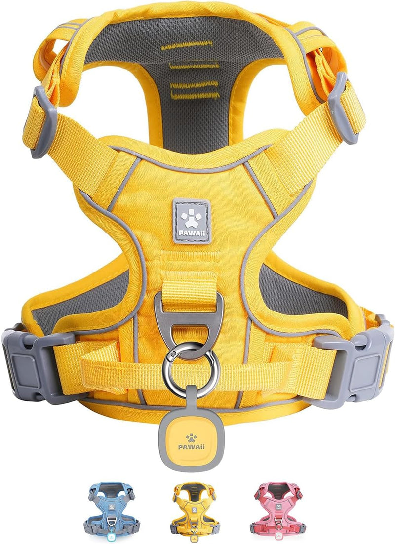 Pawaii No Pull Dog Harness with Pet ID Tag, Reflective Vest – Essentials for Dogs - XS(Bigger than Normal(Chest: 12"-17")) / Pineapple Yellow
