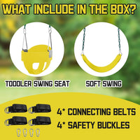Perantlb toddler swing set with high back bucket seat and swing seat hanging from a tree - view 8