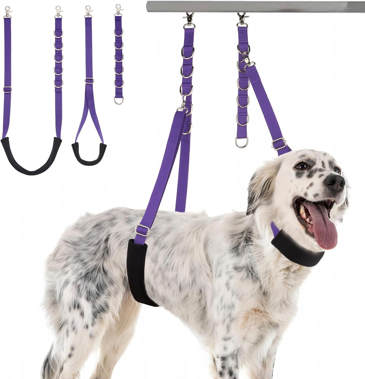 Dog Grooming Belly Strap - 3PCS Grooming Restraint Set Adjustable Belly Band Loops Strap - Voilet