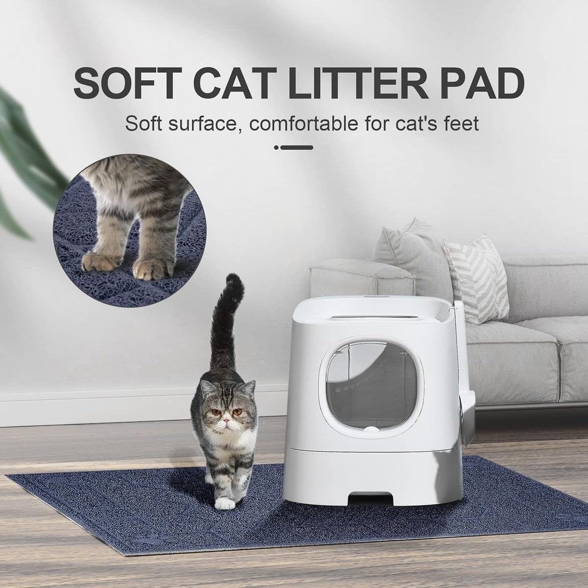 Cat Litter Box Mat, 47" x 35" Large Waterproof Litter Trapping Mat – Daily Care for Cats - Blue / 2X-Large（47" x 35") - image 3