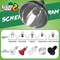 LUCKY HERP Aluminum 5.5inch Shallow Dome Reptile Light Fixture - Dome Reptile Light Fixture / 8.1 inch Non-Adjustable - image 2