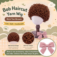 Halloween Cabbage Costume Yarn Wig - Brown 6 / Curly Crop - image 3