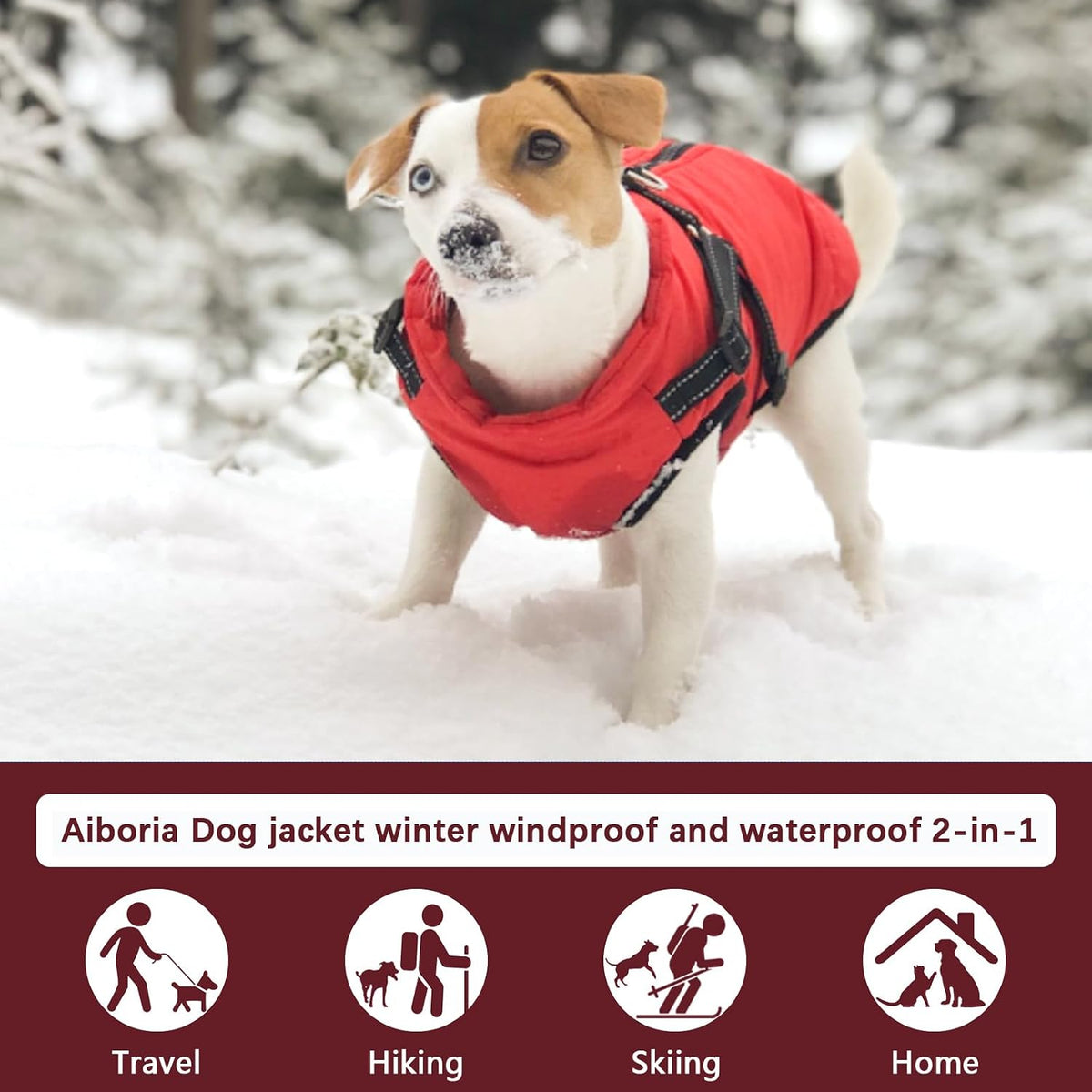 Aiboria Dog Jackets Coat for Winter Windproof Waterproof Skiing Dog - ArmyGreen / Small - image 4