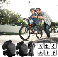 WayEee Kids Bike Helmet Set Knee Pads Adjustable Protective Gear - Black / S(3-10years) - image 2