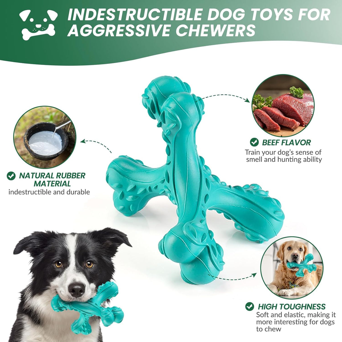 Dog Chew Toys for Aggressive Chewers Large Breed - Blue - image 3