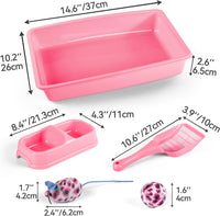 PAWISE Cat Litter Box Set, Small Kitten Starter Kit - Pink - image 3
