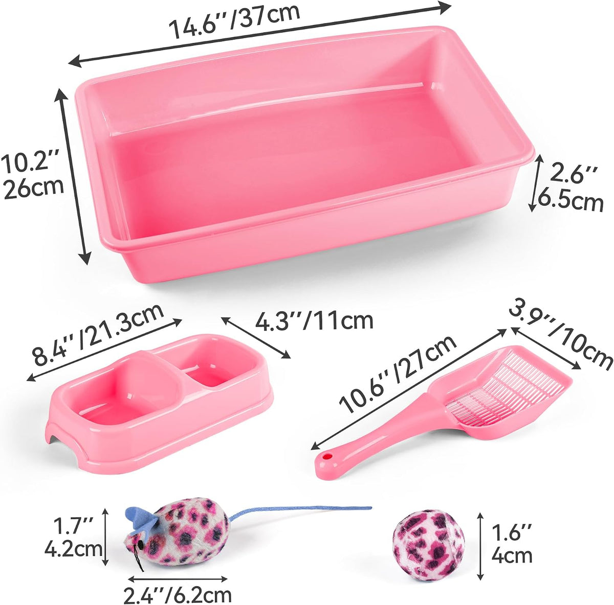 PAWISE Cat Litter Box Set, Small Kitten Starter Kit - Pink - image 3