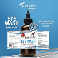 PetSilver Eye Drops for Dogs and Cats - Natural Dog Eye Wash - Relief for Inflammation & Irritation - Pet Eye Cleaner and Tear Stain Remover - Patented Silver Formula - Made in The USA - 4 fl oz