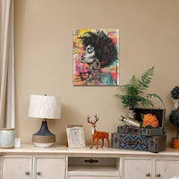 Quorin African American Wall Art Banksy Graffiti Black Woman Pictures Black Girl Wall Decor Canvas Print Painting Artwork for Bathroom Living Room Bedroom 16"x20"