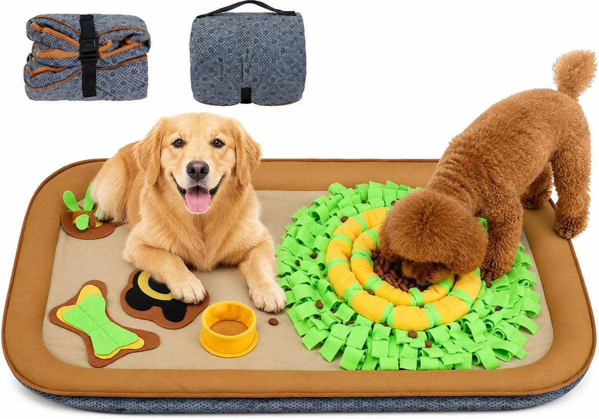 HOPET Snuffle Mat for Dogs Large Breed - 35*20 A-Green Flower Trap