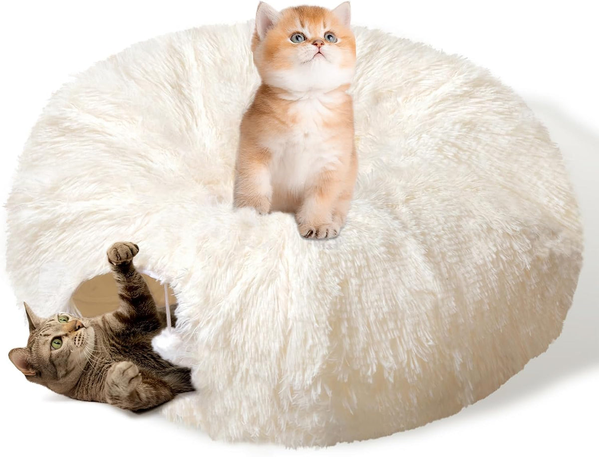 Cat Tunnel Bed for Indoor Cats - Beige