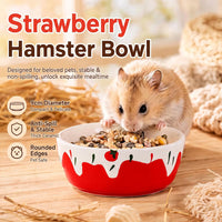2 Pack Ceramic Guinea Pig Food Bowl Hamster Food Bowls for Gerbil Rat – Essentials for Small Pets - Pink + Red - image 3