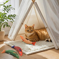 AUSCAT Cat Catnip Toys, 3PCS Catnip Fish Toy for Cats, Cat Kicker Toys with Crinkle Sound, Interactive Plush Soft Cat Toys for Indoor Cats and Kittens