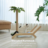 PETKARAY Cat Chair, Beach Theme Cat Hammock Bed, Raised Bed, Mini Beach Chair, Cute Lounger for Indoor Kittens