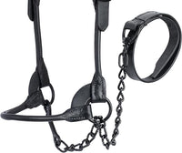 Weaver Livestock Leather Magic Show Cattle Halter, Adjustable, Modern Style Cow Calf Halter, Livestock Handling Equipment for Showing, Black