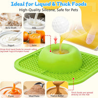 Slow Feeder Dog Bowls & Lick Mat for Liquid and Thick Treat - Large / Green - image 3