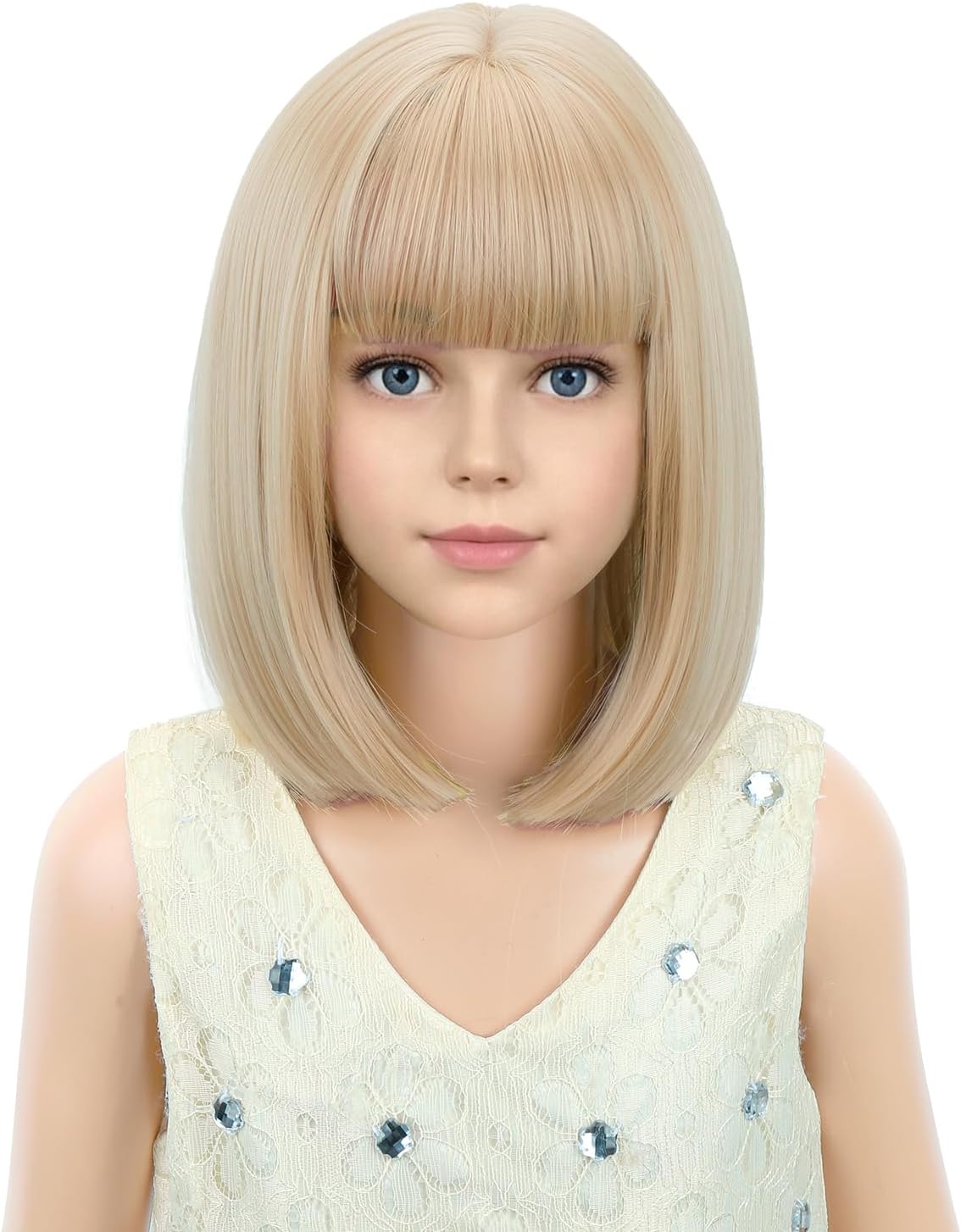 PATTNIUM kids short chocolate brown bob wig with bangs - view 29
