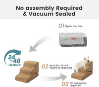 Gardner Pet Dog Stairs for Small Dogs 19.7" H, 4-Step Brown Curved Pet Stairs, Dog Steps for High Bed (18-24 in), Couch with Durable Non-Slip Waterproof Fabric Cover and CertiPUR-US Certified Foam